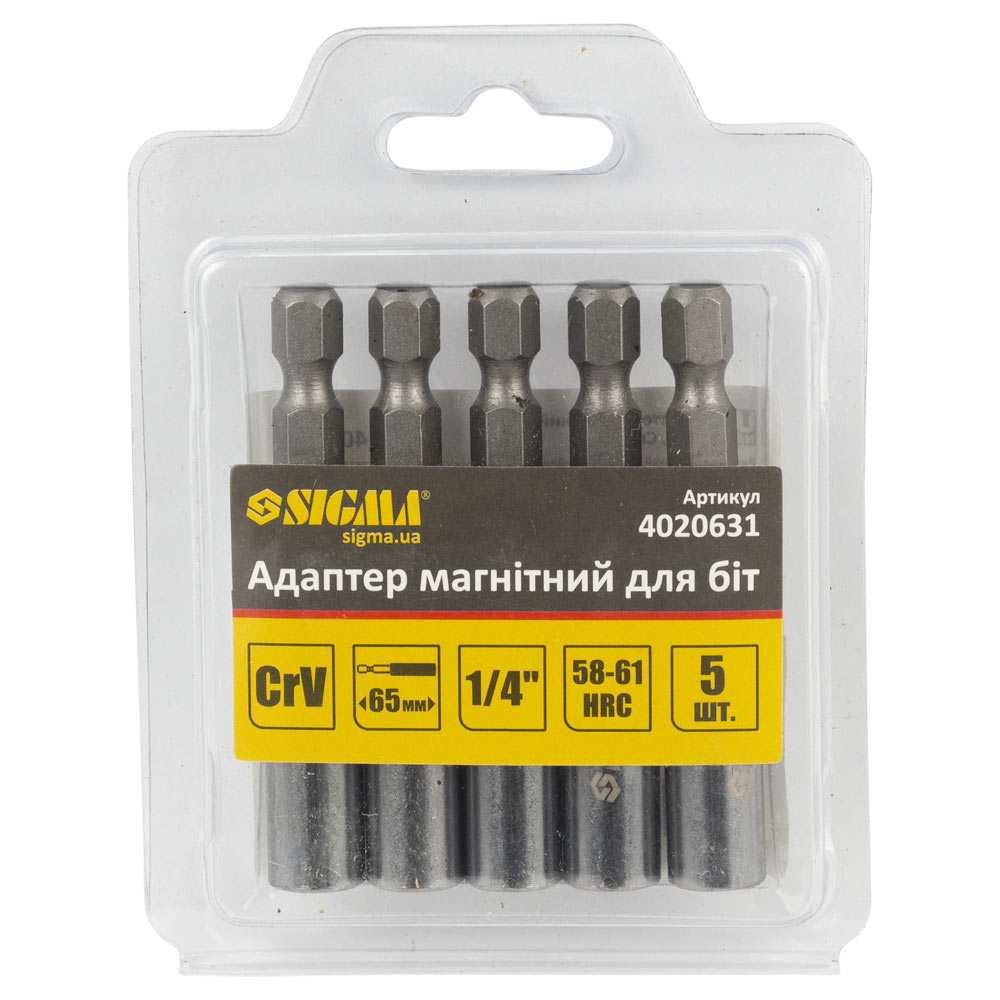 Адаптер Sigma CrV магнітний для біт 1/4" 5 шт (блістер)