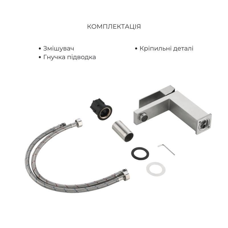 Акционный набор Lidz Helix: Смеситель для раковины низкий Nickel (k35) + Смеситель для ванны Nickel (k35) с поворотным изливом и душевым гарнитуром