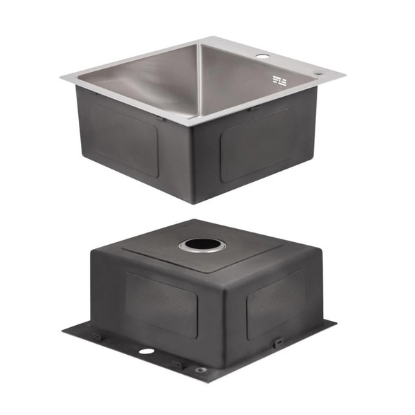 Акционный набор Lidz: мойка H5050 интегрированная Brushed Steel 3,0/1,0 мм + Смеситель Aria для кухни с гибким изливом (k35) Grey