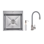 Акционный набор Lidz: мойка H5050H интегрированная Decor Honeycomb 2,5/0,5 мм LDH5050DEC48365 + Смеситель Aria для кухни с гибким изливом (k35) Grey