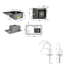 Акционный набор Lidz: Мойка H6350BL интегрированная крыло слева Brushed Black PVD 3,0/1,0 мм + Смеситель Aria для кухни с гибким изливом (k35) Black