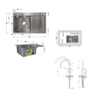 Акционный набор Lidz: Мойка H6350R интегрированная крыло справа Brushed Steel 3,0/1,0 мм + Смеситель Aria для кухни с гибким изливом (k35) Grey