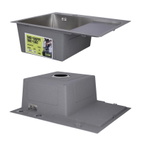 Акционный набор Lidz: Мойка H6350R интегрированная крыло справа Brushed Steel 3,0/1,0 мм + Смеситель Aria для кухни с гибким изливом (k35) Grey