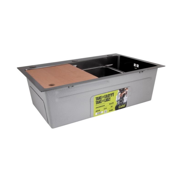 Акционный набор Lidz: Мойка H6845 Blaсk PVD 3,0/1,0 мм + Смеситель Aria для кухни с гибким изливом (k35) Black