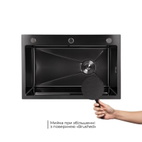 Акционный набор Lidz: Мойка H6845 Blaсk PVD 3,0/1,0 мм + Смеситель Aria для кухни с гибким изливом (k35) Black
