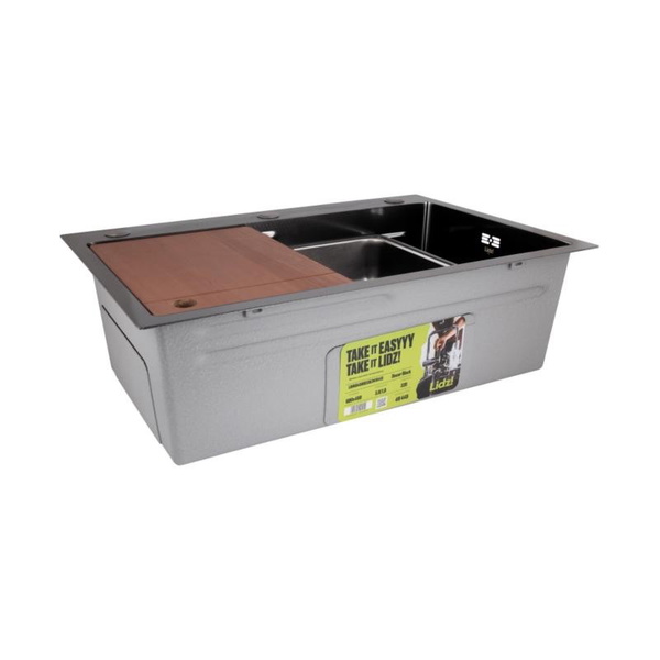 Акционный набор Lidz: Мойка H6845 Décor Blaсk 3,0/1,0 мм + Смеситель Aria для кухни с гибким изливом (k35) Black