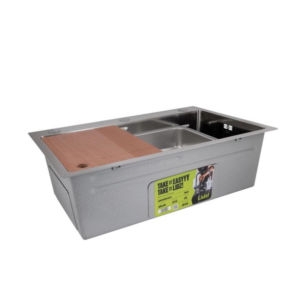 Акционный набор Lidz: Мойка H6845 Decor 3,0/1,0 мм + Смеситель Aria для кухни с гибким изливом (k35) Grey