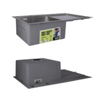 Акционный набор Lidz: Мойка H7849R интегрированная крыло справа Brushed Steel 3,0/1,0 мм + Смеситель Aria для кухни с гибким изливом (k35) Grey