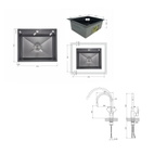 Акционный набор Lidz: Мойка интегрированная Decor Black PVD Honeycomb 2,5/0,5 мм прямокутная + Смеситель Aria для кухни с гибким изливом (k35) Black