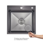 Акционный набор Lidz: Мойка интегрированная Decor Black PVD Honeycomb 2,5/0,5 мм квадратная + Смеситель Aria для кухни с гибким изливом (k35) Black