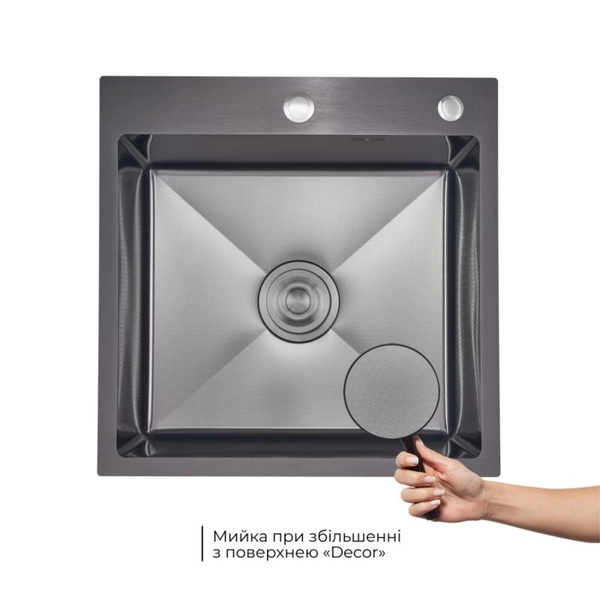 Акционный набор Lidz: Мойка интегрированная Decor Black PVD Honeycomb 2,5/0,5 мм квадратная + Смеситель Aria для кухни с гибким изливом (k35) Black