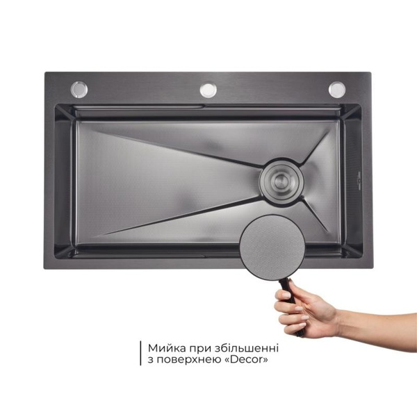 Акционный набор Lidz: Мойка интегрированная Decor Black PVD Honeycomb 3,0/1,0 мм + Смеситель Aria для кухни с гибким изливом (k35) Black