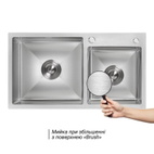 Акционный набор Lidz: мойка с двумя чашами интегрированная Brushed Steel 3,0/1,0 мм + Смеситель Aria для кухни с гибким изливом (k35) Grey