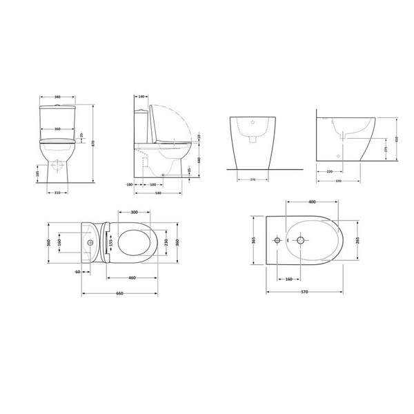 Акційний набір: Унітаз підлоговий Robin Ultra Quiet QT13226083AMB 660 x 360 x 855 Black + Біде підлогове Robin QT13442141CMB 565 x 360 x 405 Black