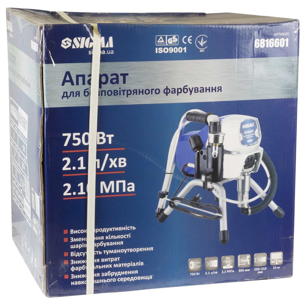 Апарат Sigma Profi для безповітряного фарбування 750Вт 2.1л/хв 210бар