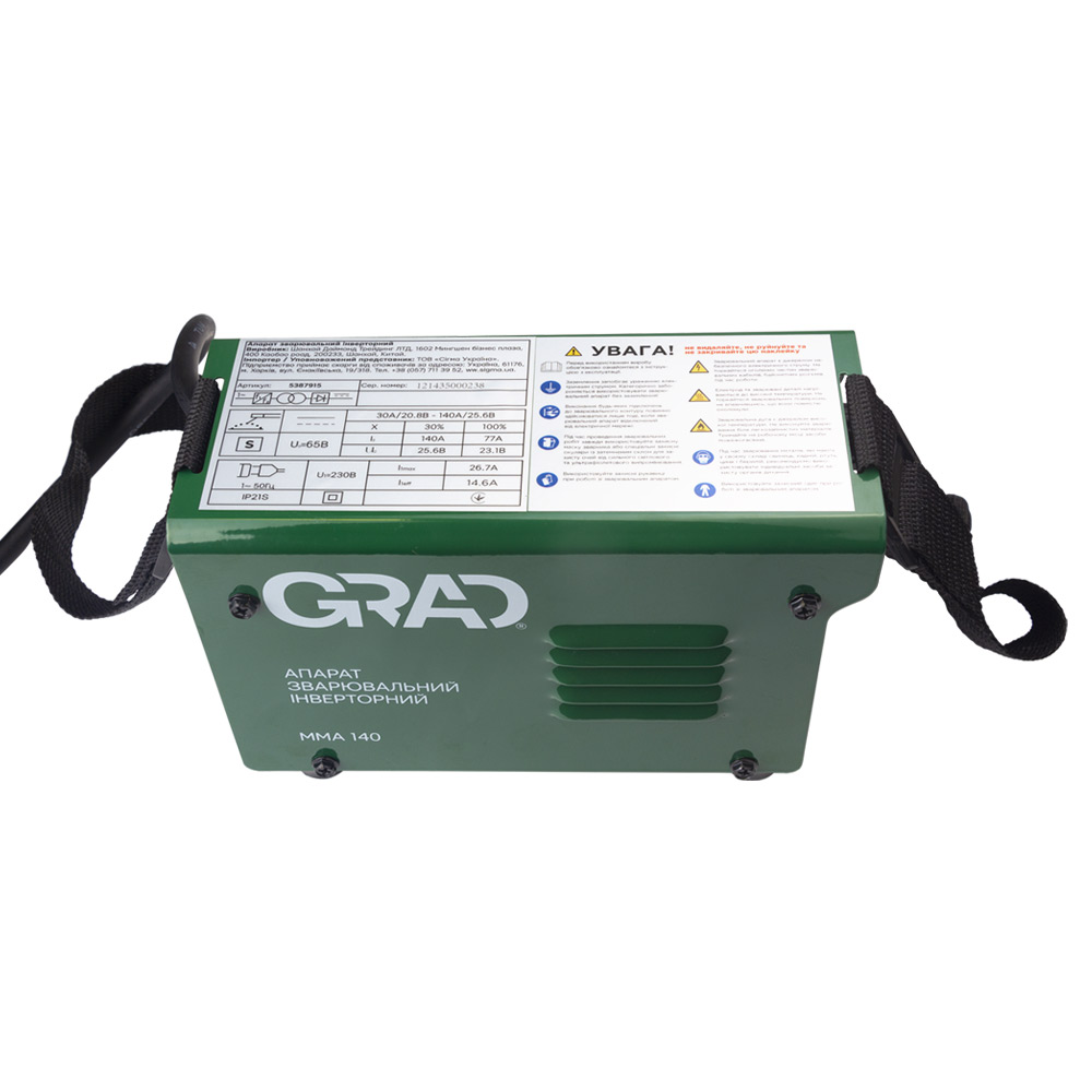 Апарат зварювальний Grad інверторний ММА-140А електрод 4 мм