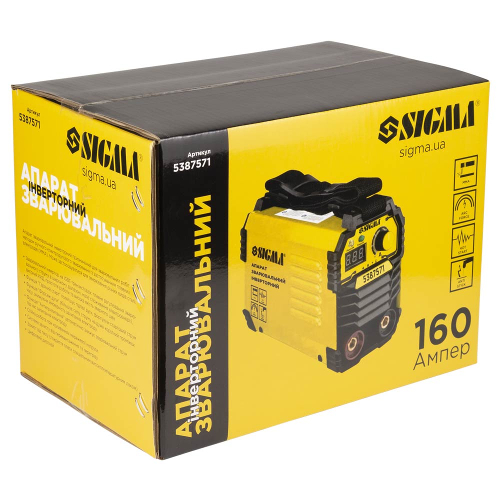 Апарат зварювальний Sigma інверторний ММА-160А електрод 4 мм дисплей