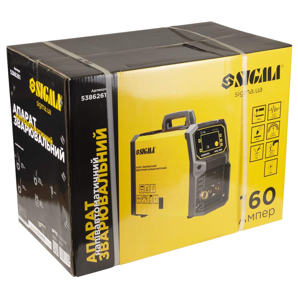 Апарат зварювальний Sigma інверторний напівавтомат МIG/MMA-160А електрод 4 мм дріт 0.8-1 мм LED