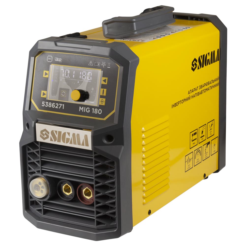 Апарат зварювальний Sigma інверторний напівавтомат МIG/MMA-180А електрод 5 мм дріт 0.8-1 мм LED