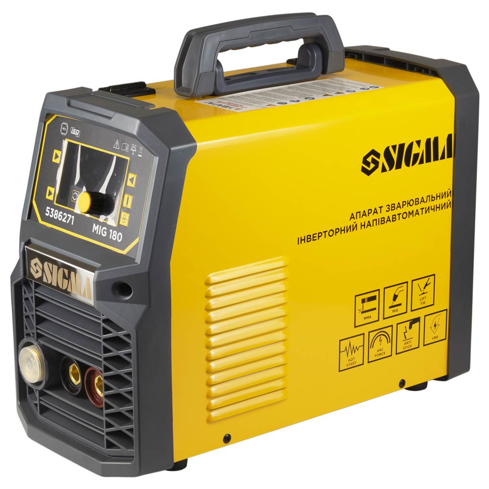 Апарат зварювальний Sigma інверторний напівавтомат МIG/MMA-180А електрод 5 мм дріт 0.8-1 мм LED