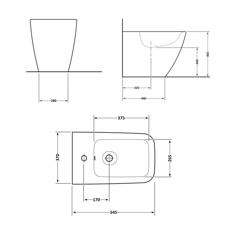 Біде підлогове Qtap Crow 545 х 360 х 410 White (QT05443370W)