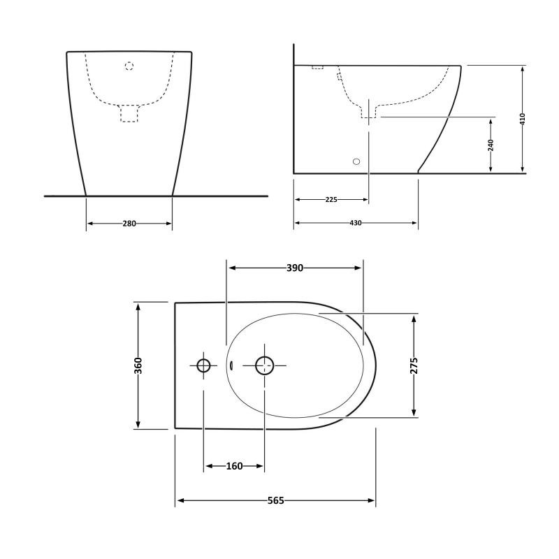 Біде підлогове Qtap Robin 560 x 355 x 410 White (QT13441381W)