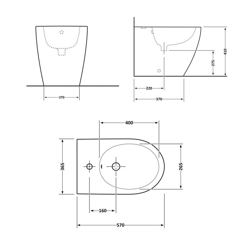 Біде підлогове Qtap Robin 565 x 360 x 405 Matt black (QT13442141CMB)