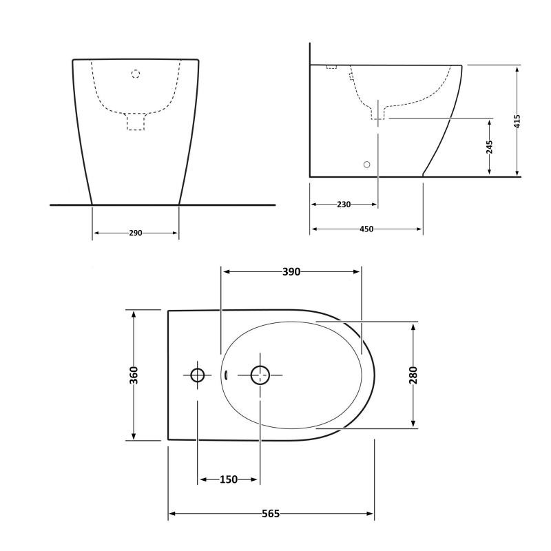 Біде підлогове Qtap Scorpio 565 x 355 x 410 White (QT14441380W)