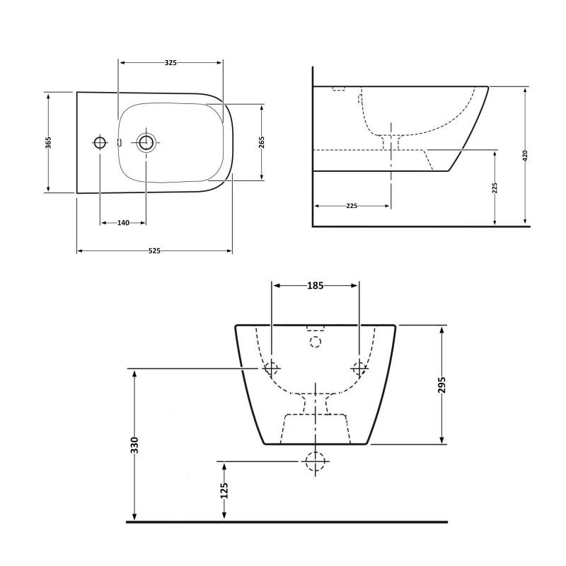 Біде підвісне Qtap Crow 520 х 360 х 290, біле (QT05555370W)