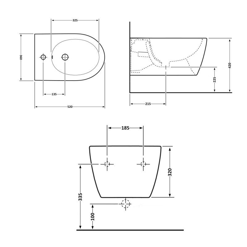 Біде підвісне Qtap Jay 520 х 360 х 320, біле (QT07555376W)