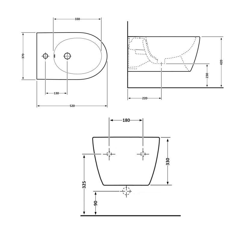 Біде підвісне Qtap Swan 520 х 360 х 320, біле (QT16555378W)