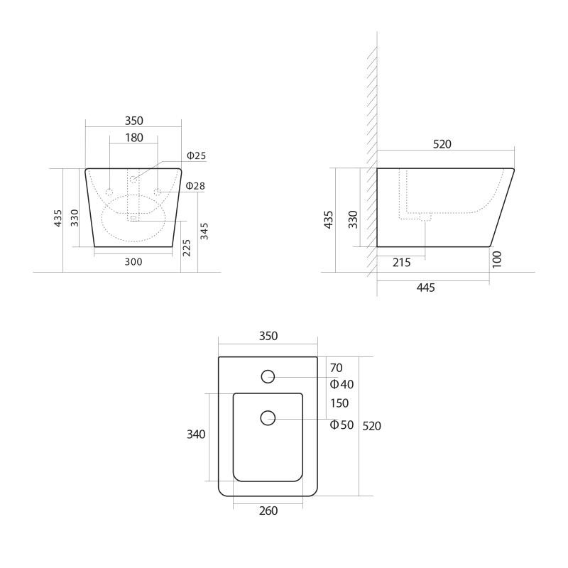 Біде підвісне Qtap Tern 520 x 350 x 320 White (QT17551303GW)