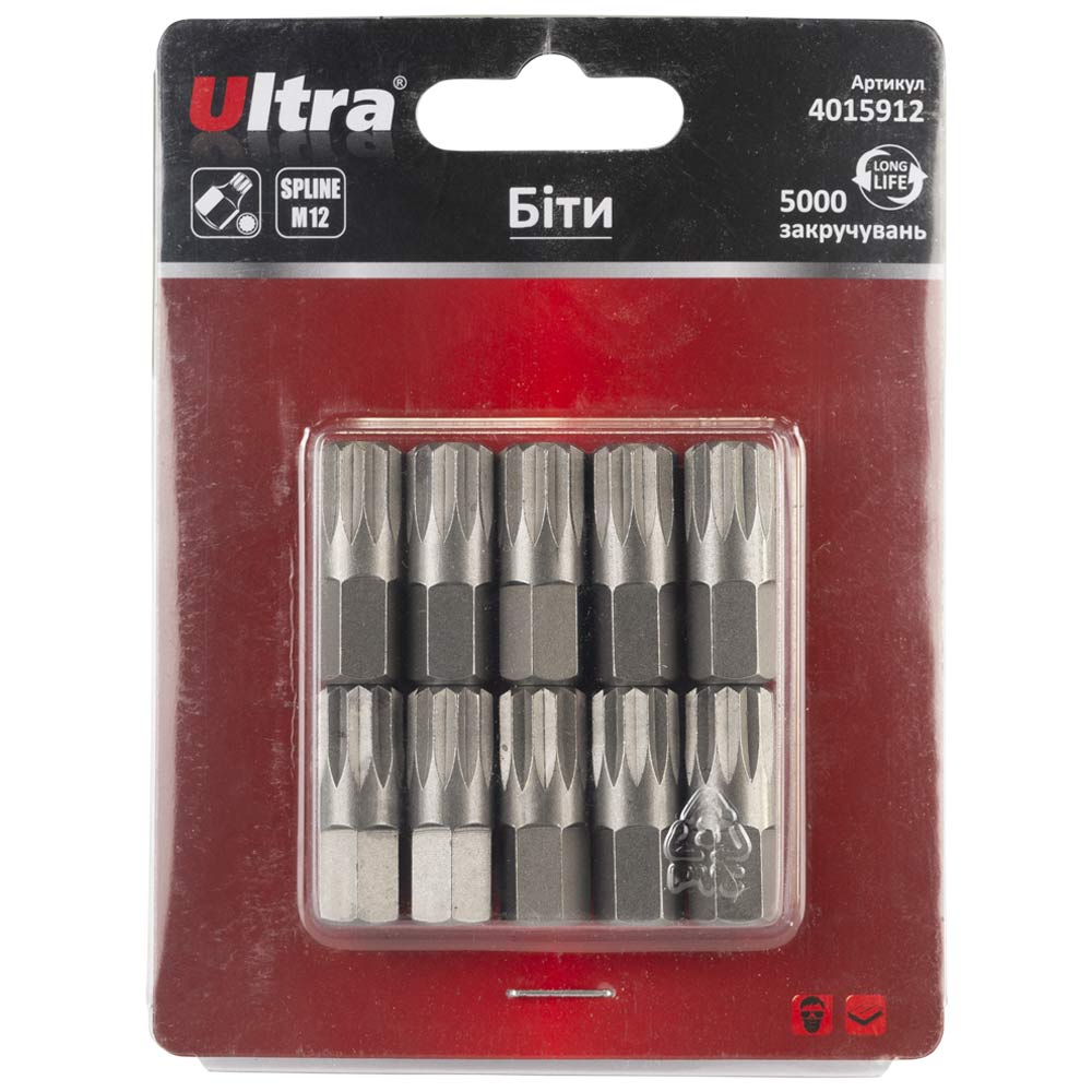 Біти Ultra Spline S2 M12 x 30 мм 10 мм 10 шт (блістер)