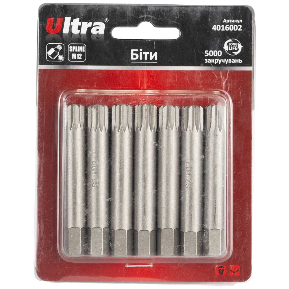 Біти Ultra Spline S2 M12 x 75 мм 10 мм 7 шт (блістер)