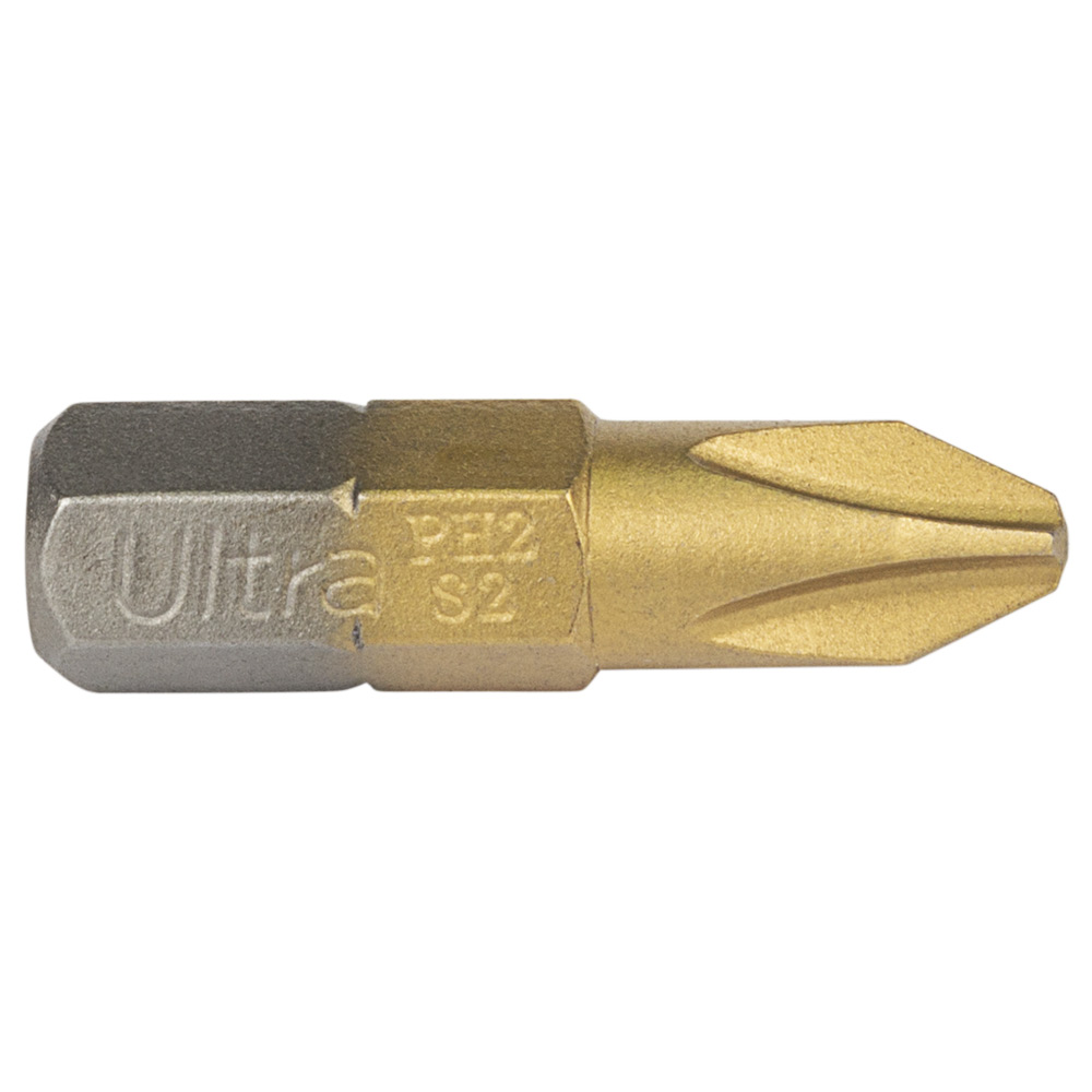 Біти Ultra Tin S2 PH2 x 25 мм 1/4" 10 шт (блістер)