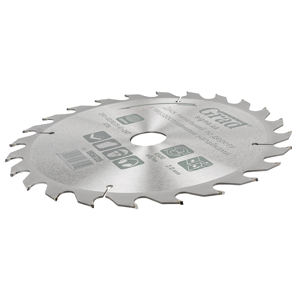 Диск пиляльний по дереву Grad з твердосплавними напайками 250 x 32 (30, 25.4) x 24T