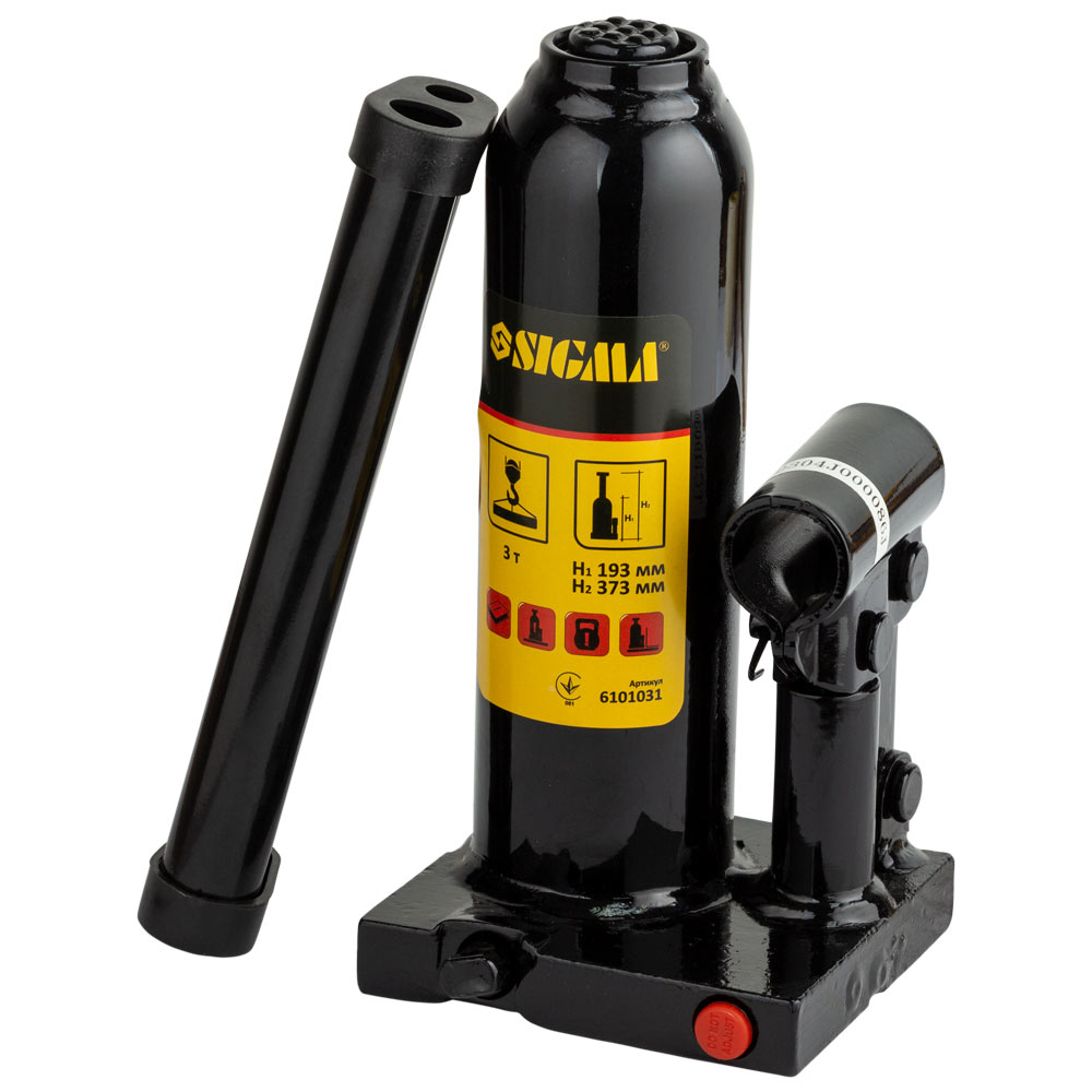 Домкрат Sigma гидравлический бутылочный 3т H 193-373 мм