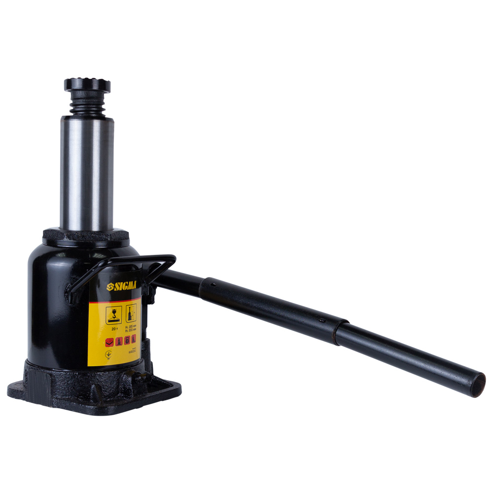Домкрат Sigma гидравлический бутылочный низкопрофильный 20т H 185-355 мм