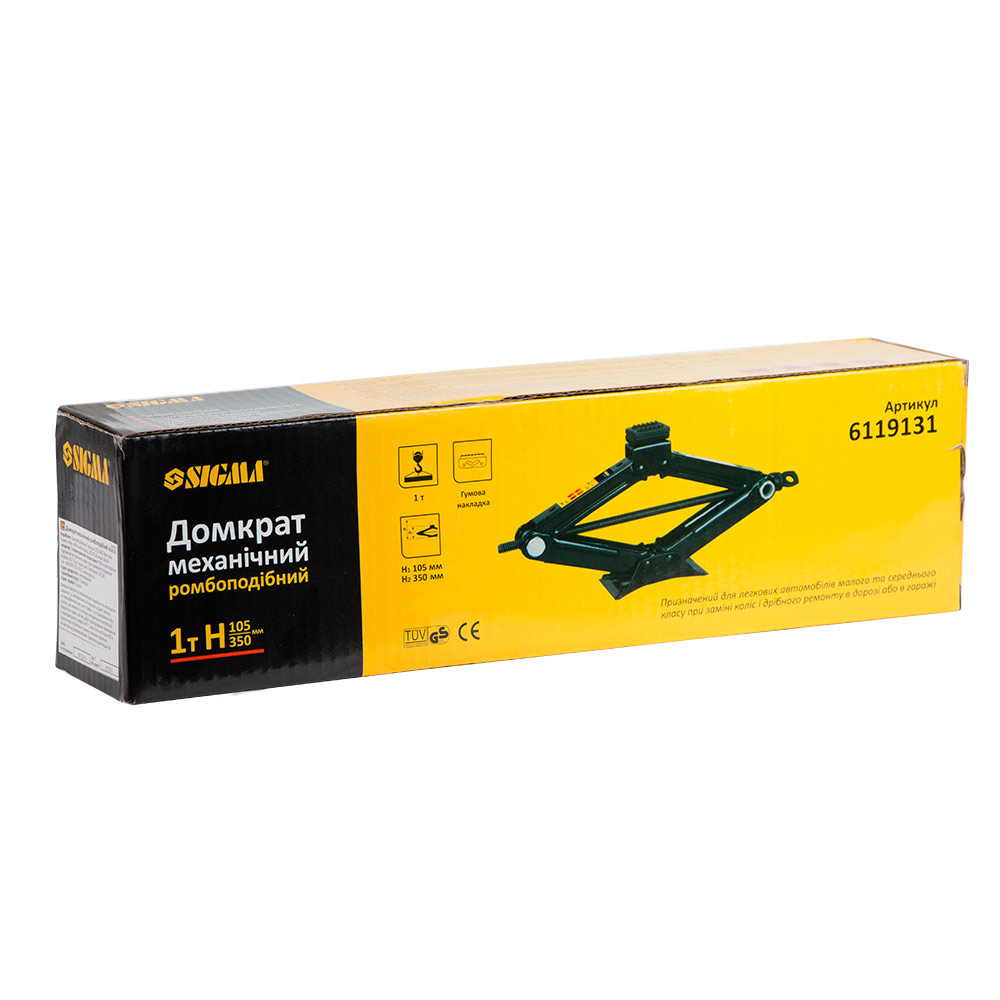 Домкрат Sigma механический ромбовидный 1т H 105-350 мм