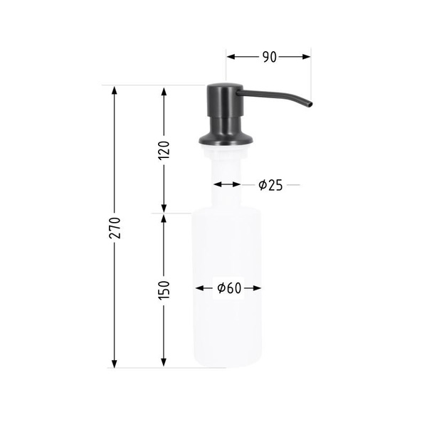 Дозатор для миючого засобу Lidz Acsis LA30 Brushed Black PVD, круглий (LDACSLA30BLM49827)