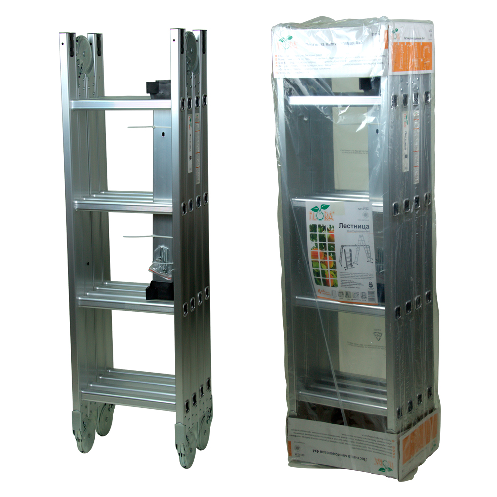 Драбина Flora багатоцільова алюмінієва 4 х 4 сходинок 4.58 м