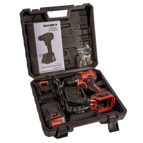 Дрель-шуруповерт аккумуляторная Vitals Master AU 1832c BL Kit+