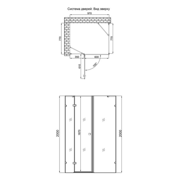 Душова кабіна Qtap Capricorn CRM1018RC6 100 х 80 см, скло Clear 6 мм, CalcLess, без піддона