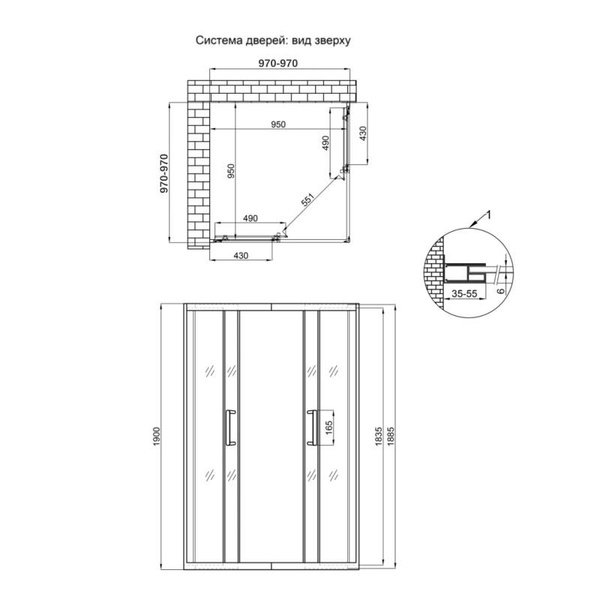 Душова кабіна Qtap Taurus CRM1011SC6 100 х 100 см, скло Clear 6 мм, покриття CalcLess, без піддона