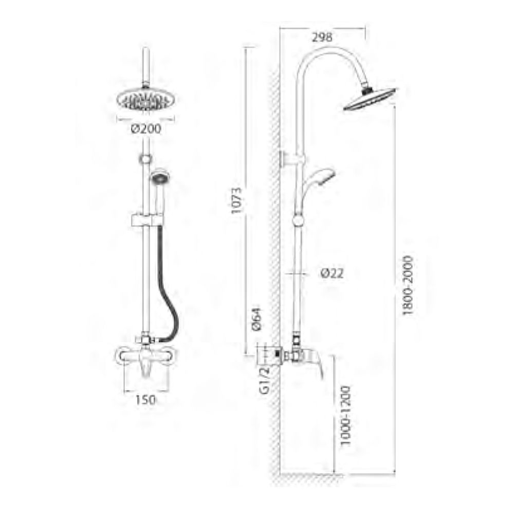 Душова система Aquatica s05 з картриджним змішувачем