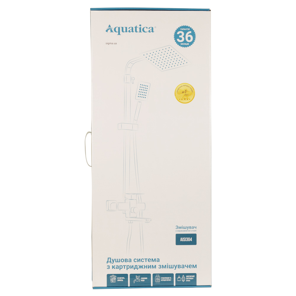 Душова система Aquatica SS s19 з картриджним змішувачем Ø35 мм