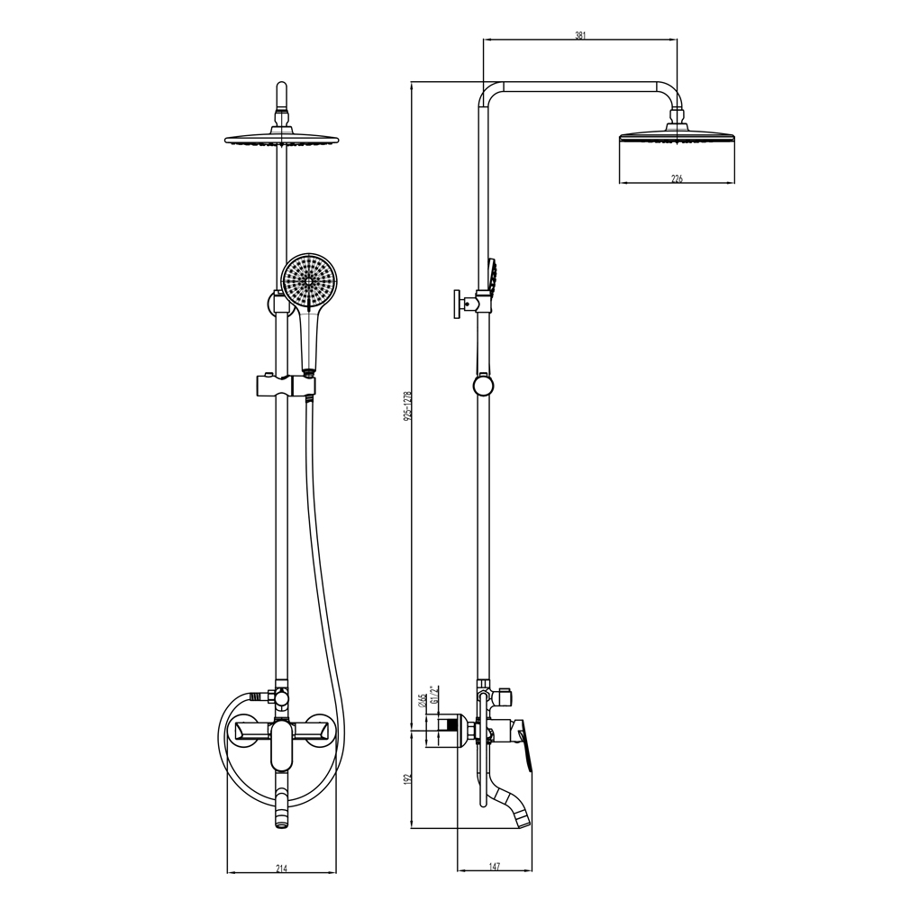 Душова система Corso Moro з картриджним змішувачем Ø35 мм