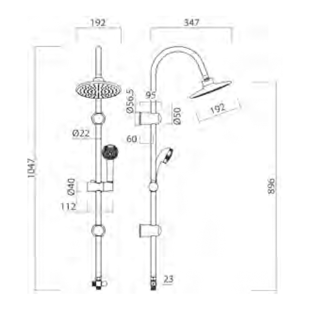Душова стійка Aquatica з тропічним душем та душовим комплектом 46A