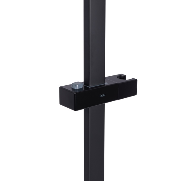 Душова стійка з тримачем універсальна Qtap Lepit 705 мм прямокутна Black Matt (QTLEP82103NB)