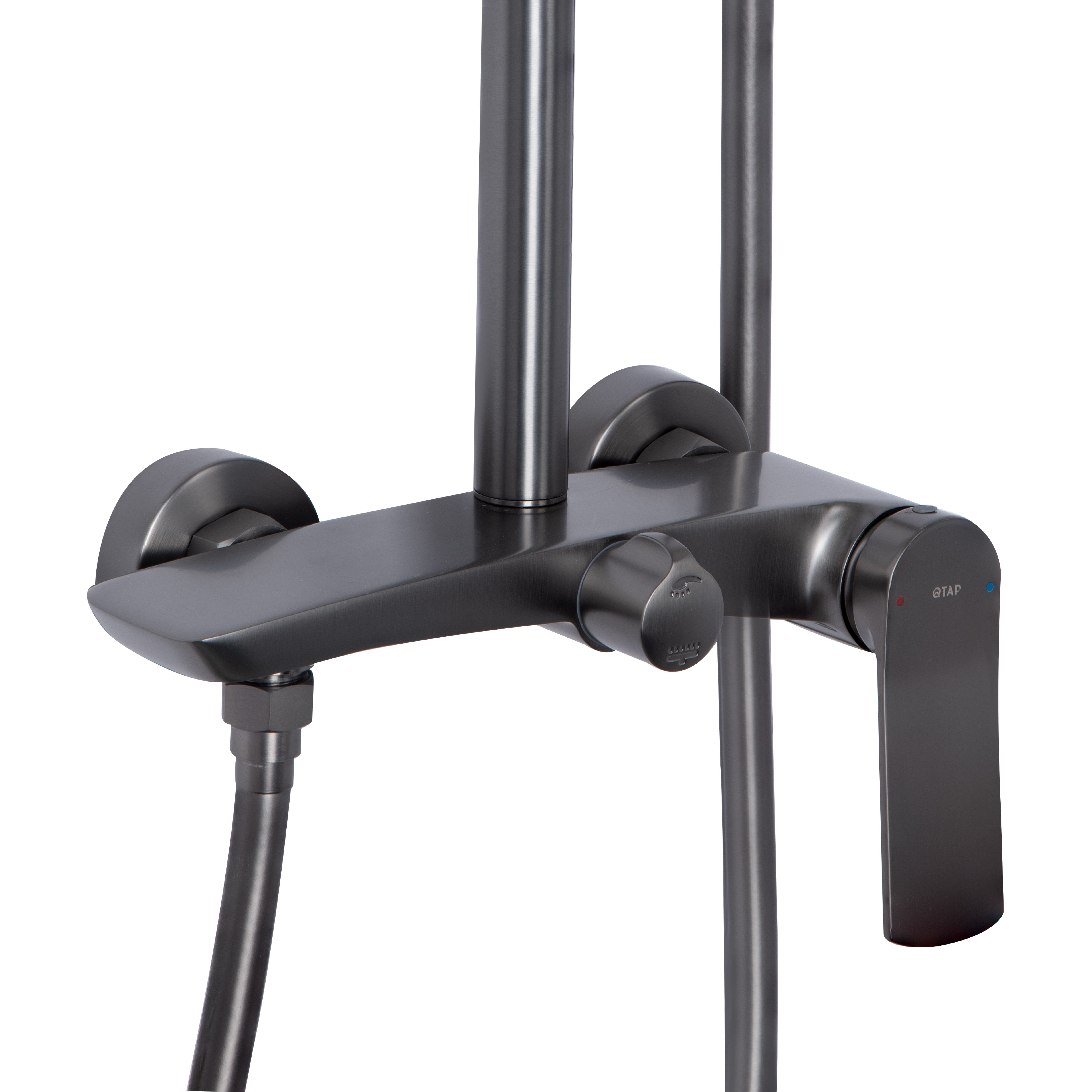 Душова система для душу Qtap Slavonice на два споживачі Gunmetal Black PVD (QTSLA110GMB45913)